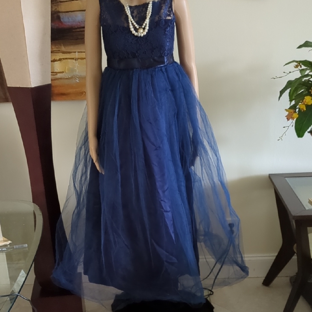 Elegant Royal Blue Kids Formal Gown